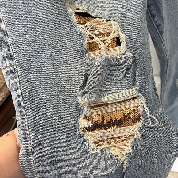 Torrid High-Rise Straight With Gold Sequins Size 20 Reg - Picture 4 of 8